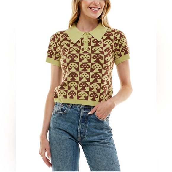 Derek Heart Mushroom sweater short sleeved size M - Picture 5 of 7